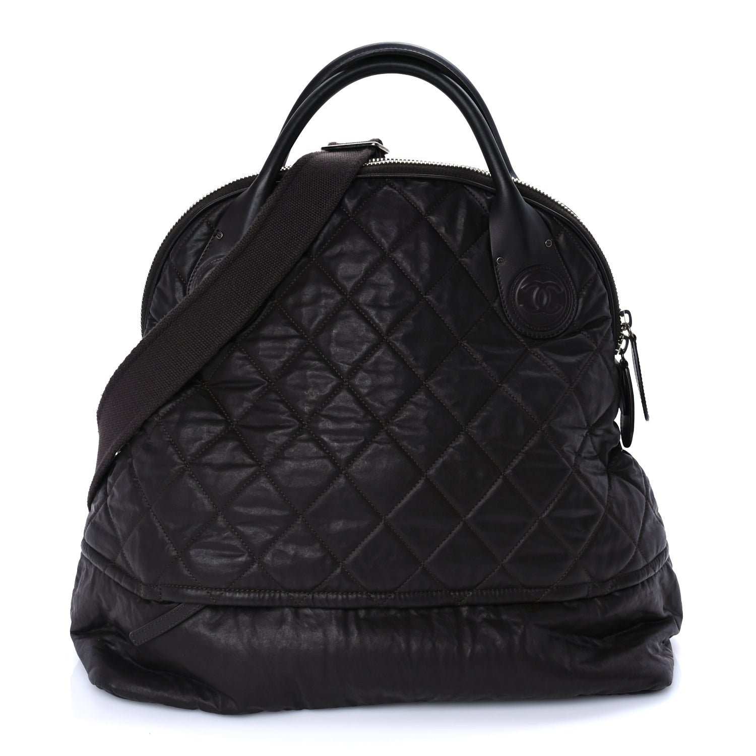 Chanel Coated Canvas Quilted Large Garment Travel Bag Brown 1 of 9
