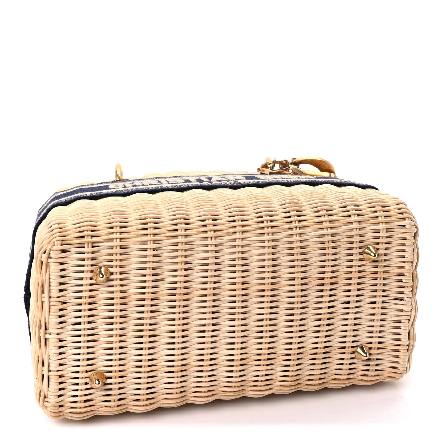 Wicker Oblique Medium Lady Dior Bag Blue Multicolor