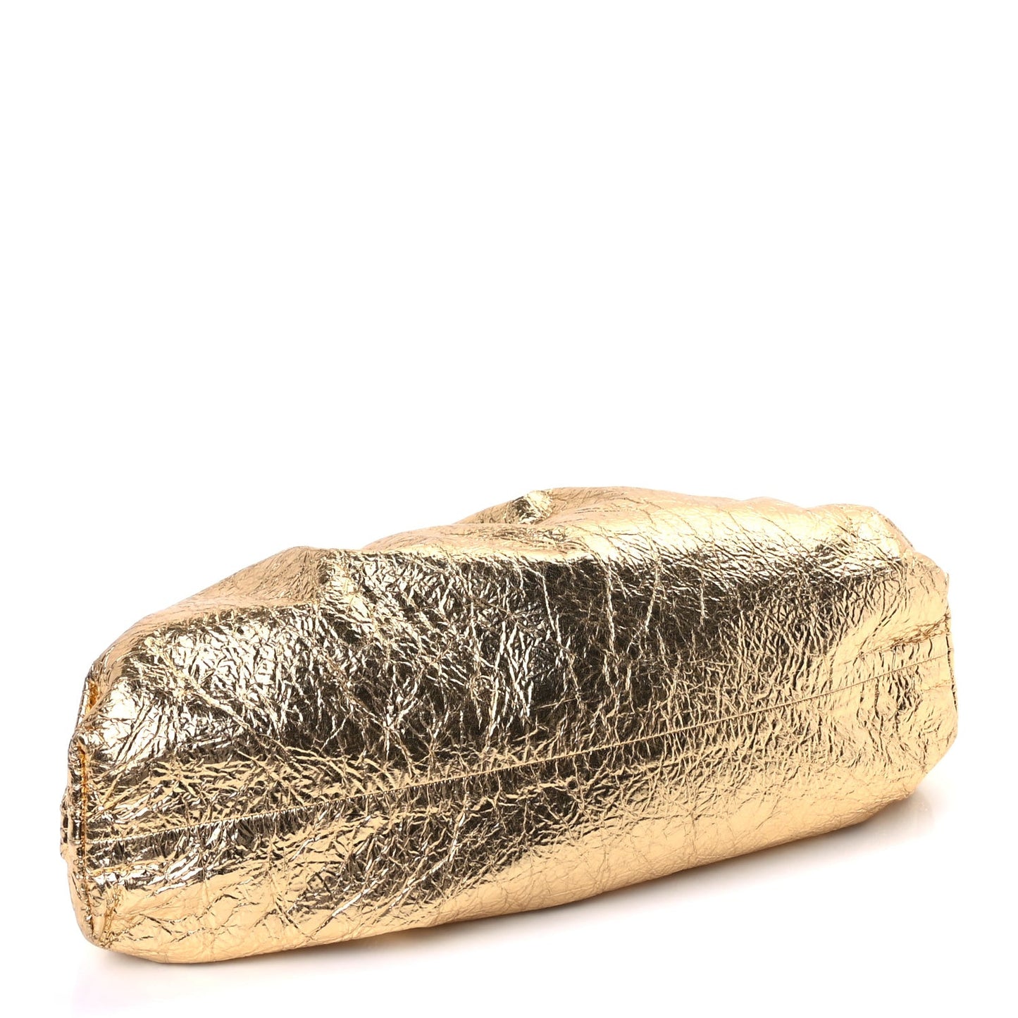 Metallic Crinkled Lambskin The Pouch Oversized Clutch  Oro