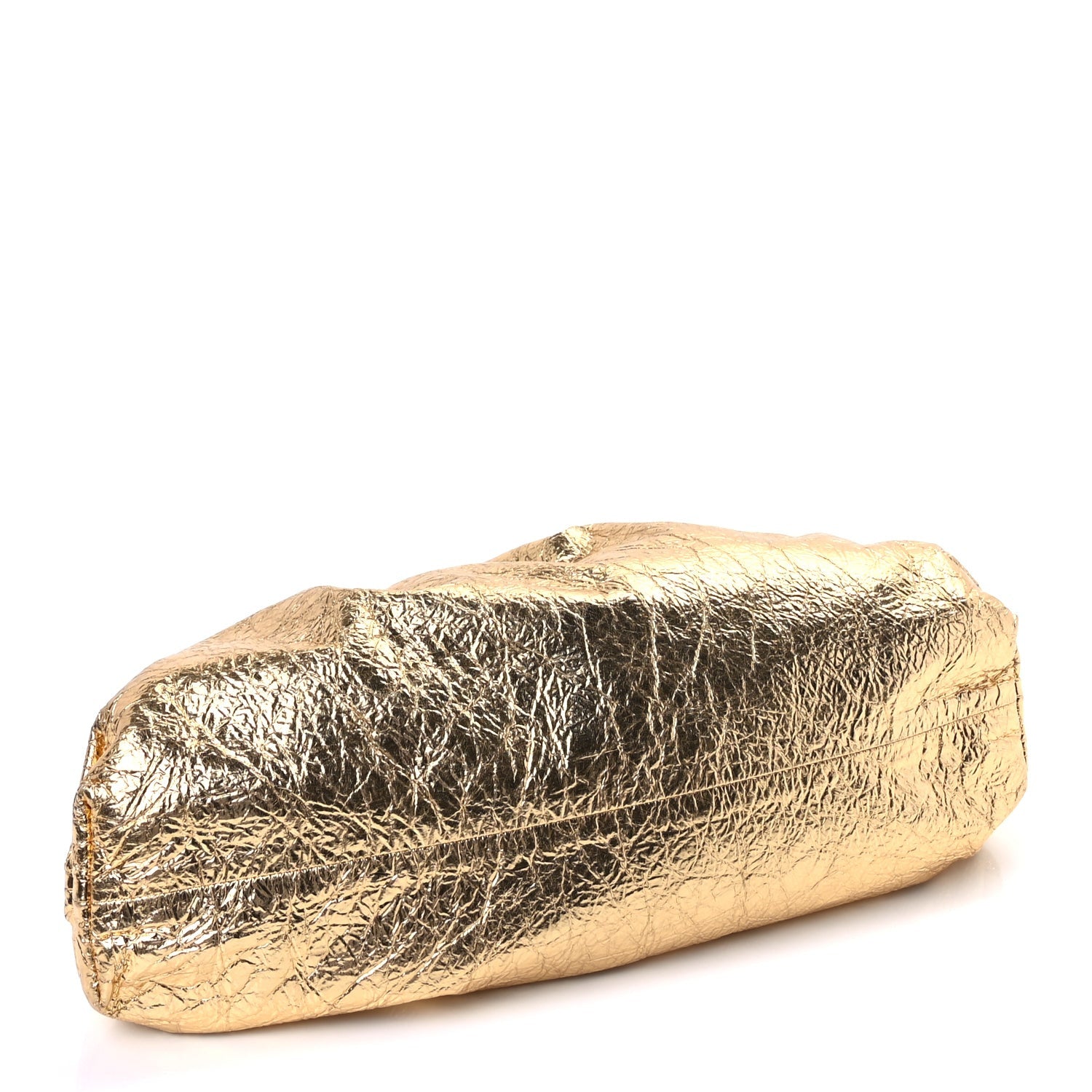 Bottega Veneta Metallic Crinkled Lambskin The Pouch Oversized Clutch  Oro 3 of 8