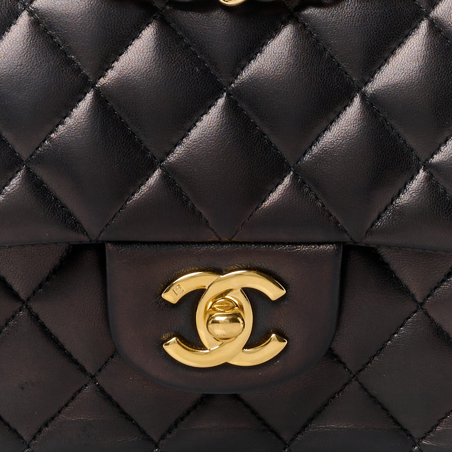 Lambskin Quilted Medium Double Flap Black