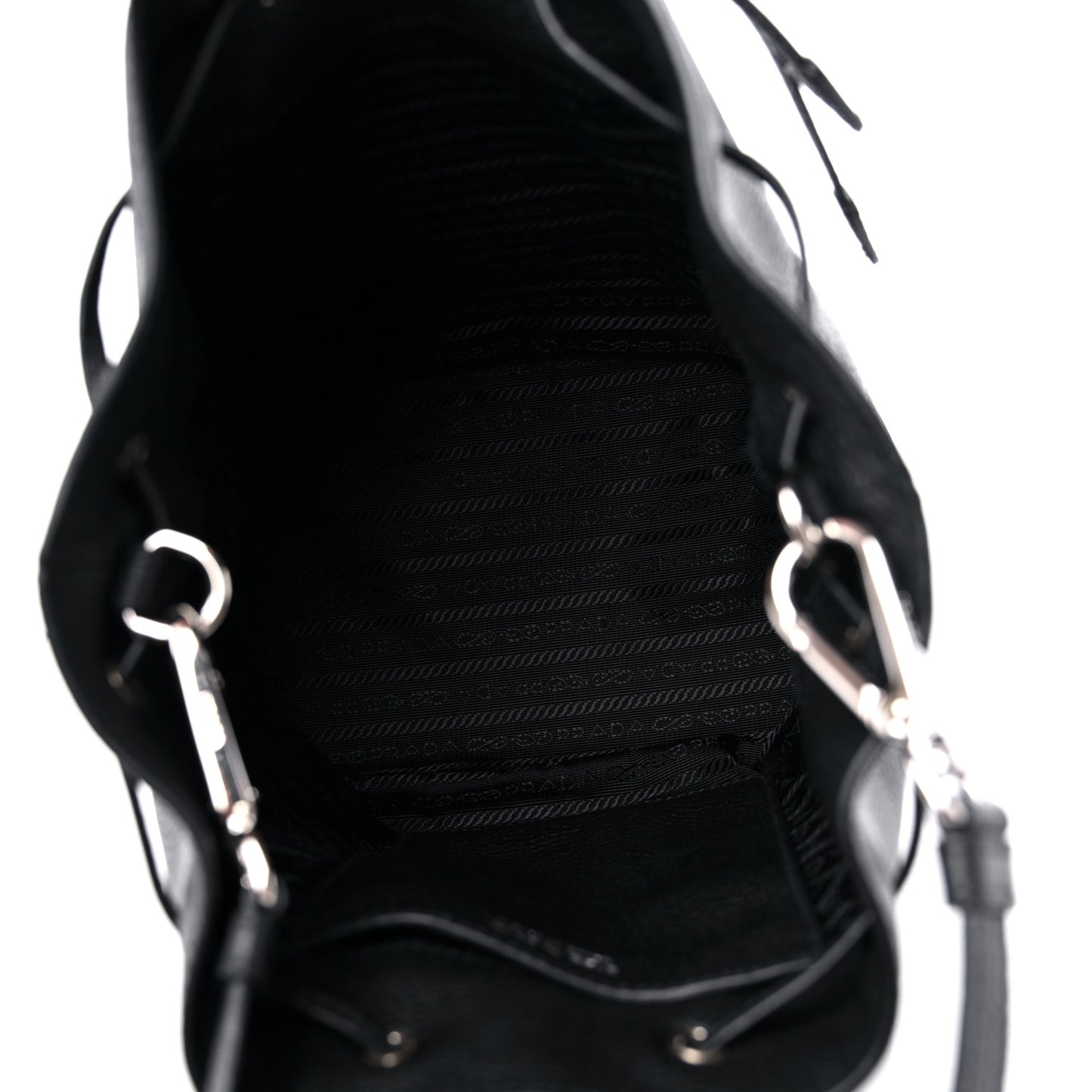 Vitello Daino Soft Drawstring Bucket Bag Black