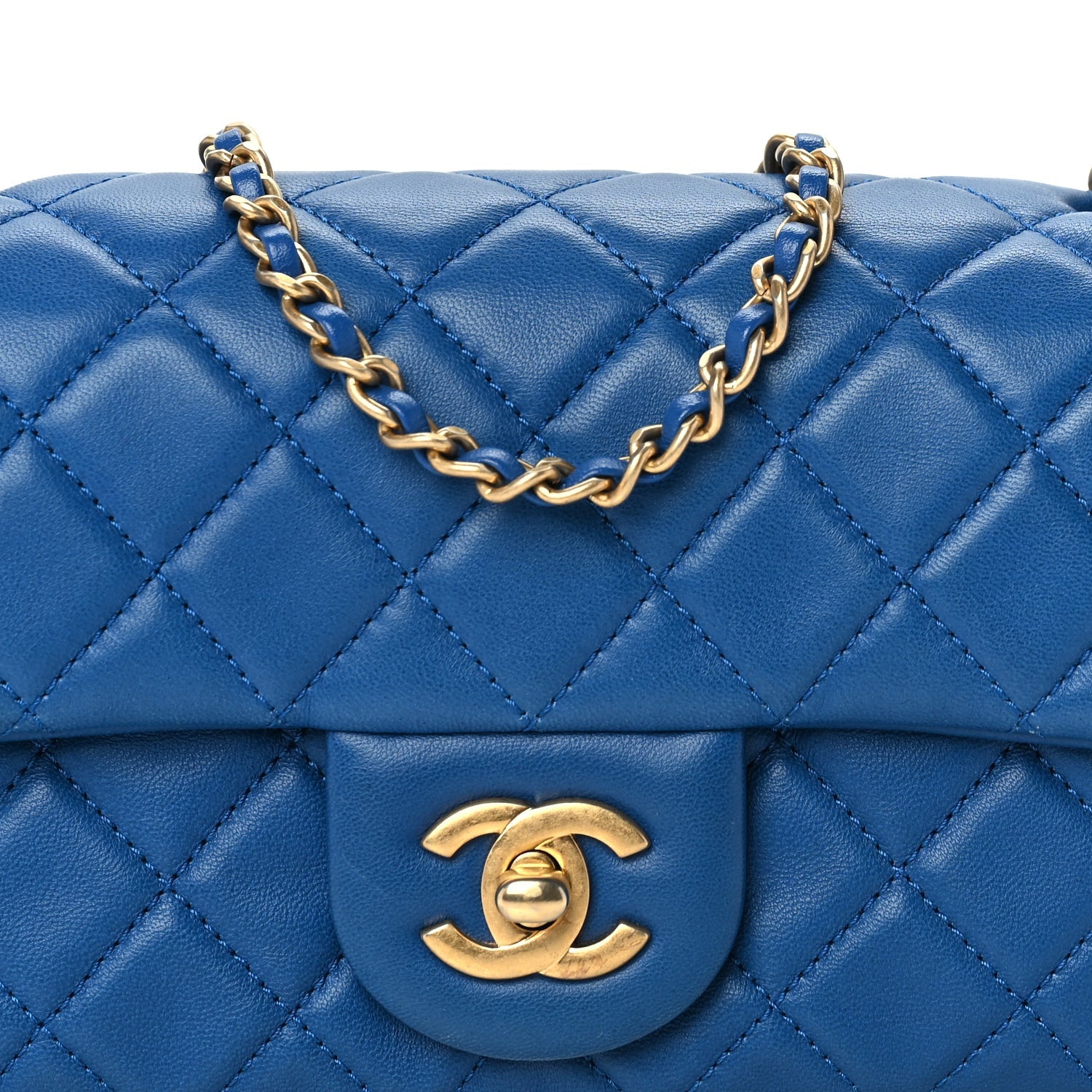 Chanel Lambskin Quilted Pearl Crush Mini Rectangular Flap Blue 7 of 9