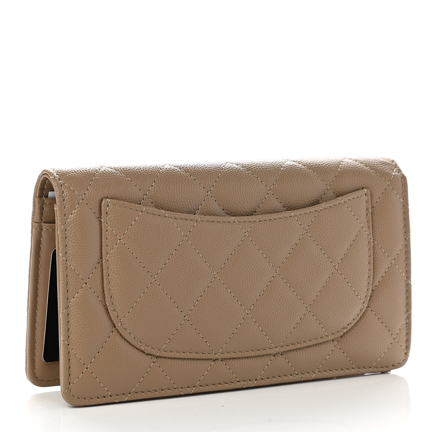 Chanel Caviar Quilted Yen Wallet Dark Beige 3 of 7