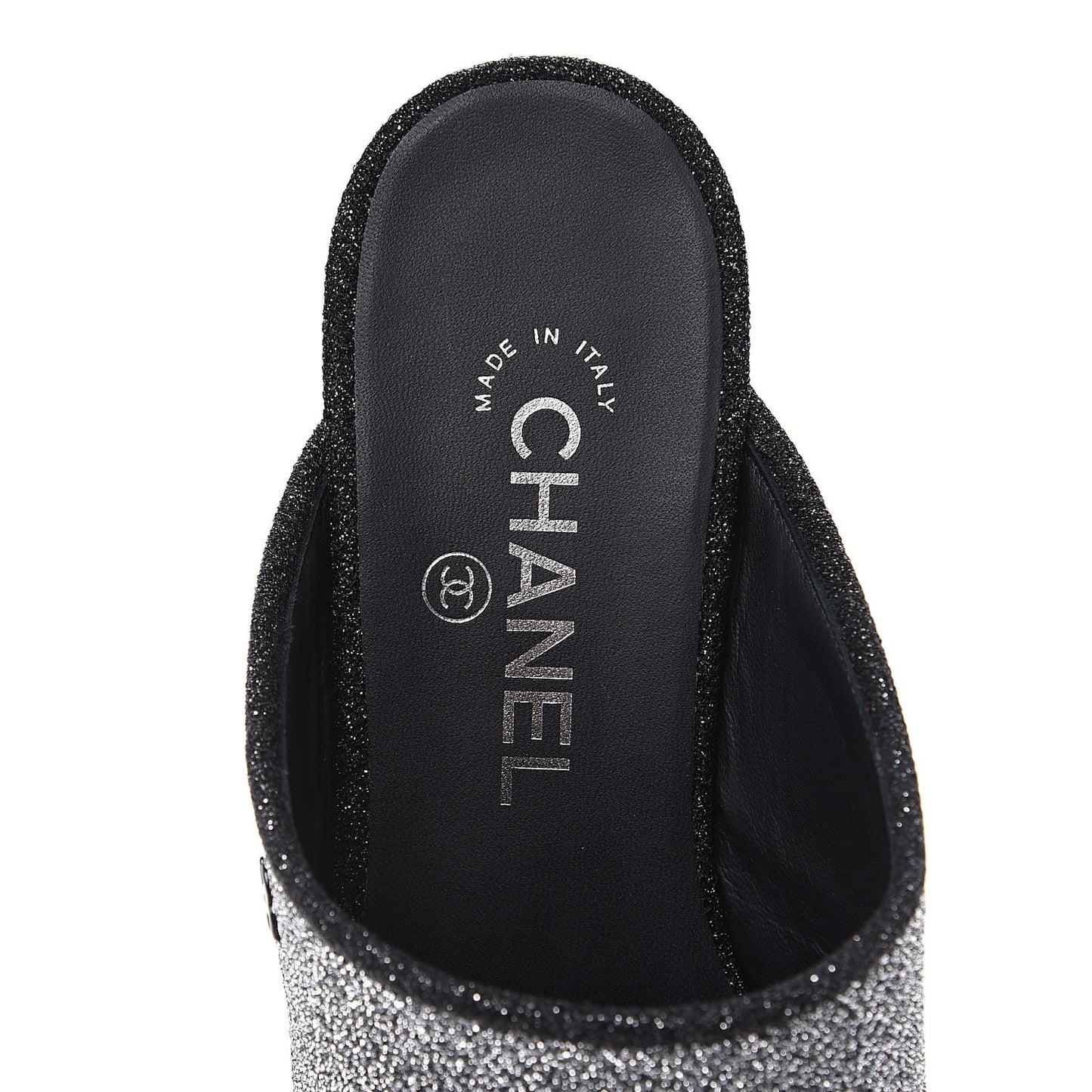 Fantasy Fabric Mules 38.5 Dark Silver Black