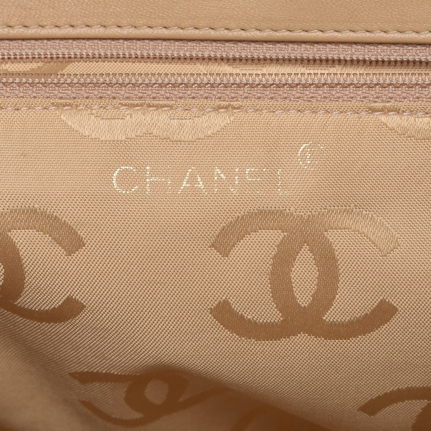 Chanel Lambskin Double Stitch Quilted Tote Beige 9 of 13