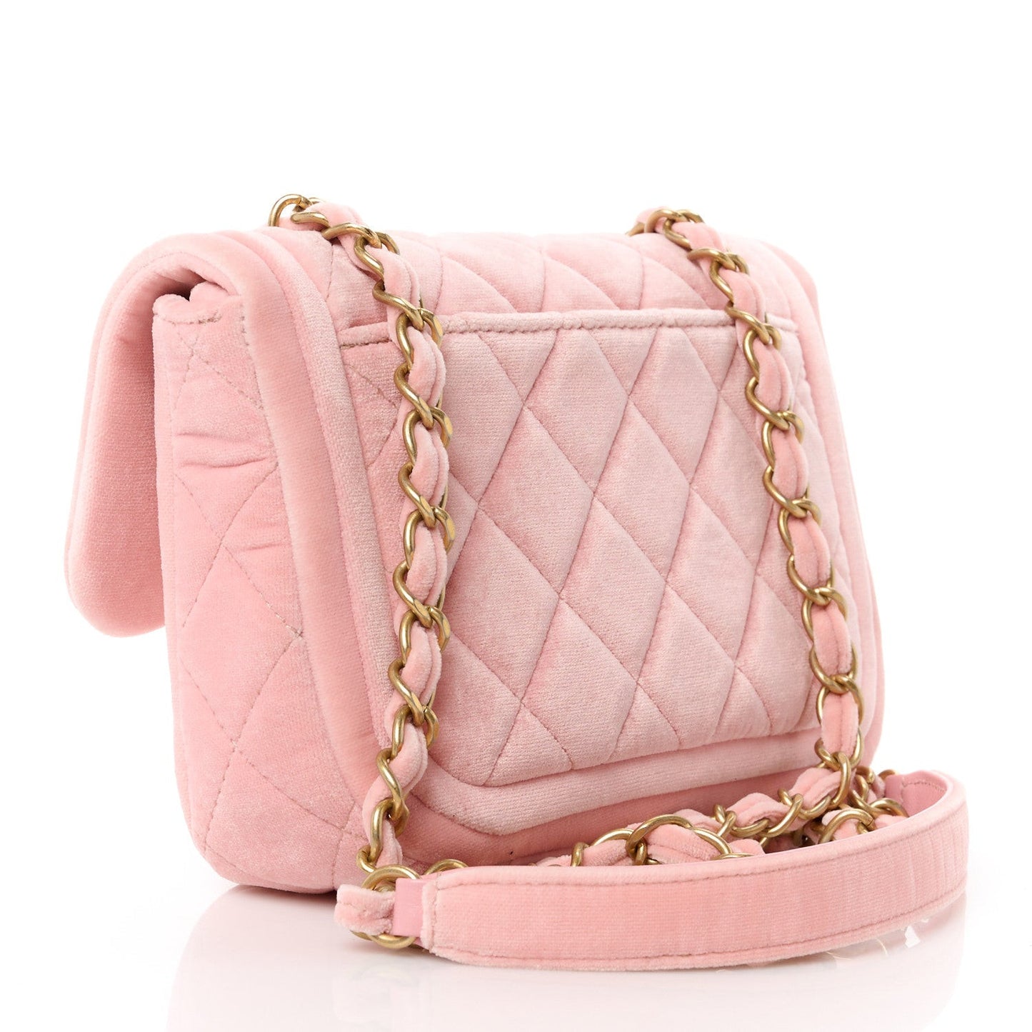 Velour Quilted Mini Double Frame Flap Rose
