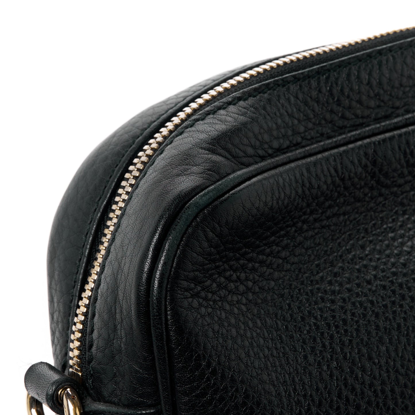 Pebbled Calfskin Small Soho Disco Bag Black