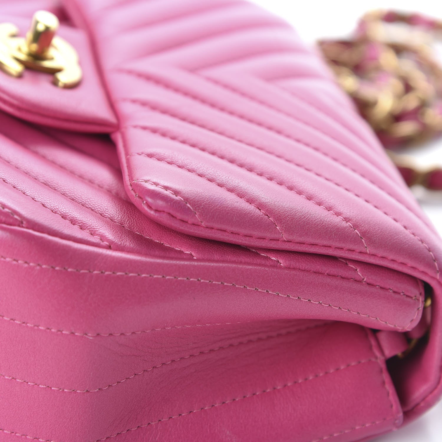 Chanel Lambskin Chevron Quilted Mini Square Flap Fuchsia 11 of 14