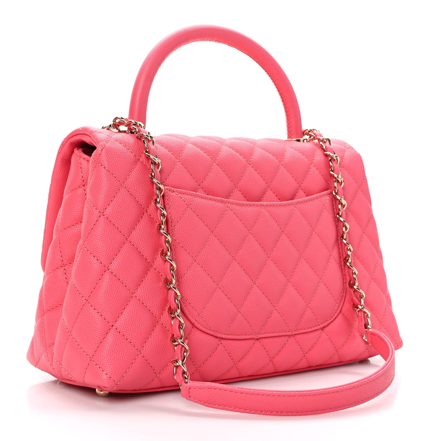 Chanel Caviar Quilted Small Coco Handle Flap Pink 3 of 10