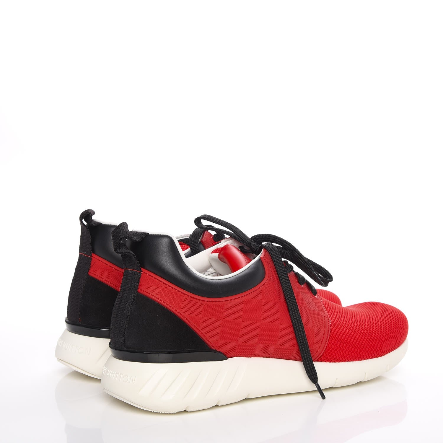 Louis Vuitton Rubber Mesh Suede Damier Fastlane Low Sneakers 7 Rouge 4 of 10