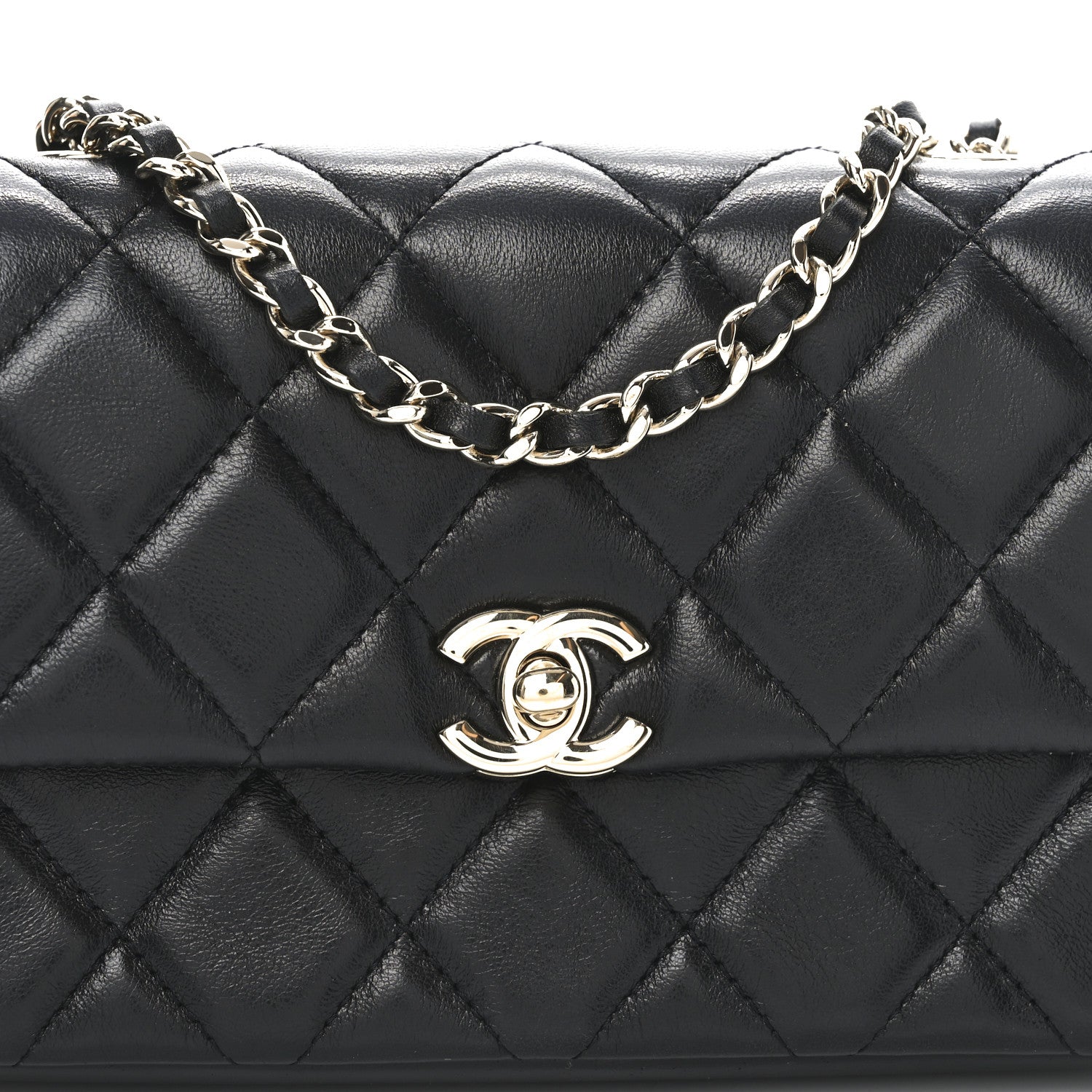 Chanel Lambskin Quilted Rectangular Phone Holder Clutch With Chain Black 8 of 11