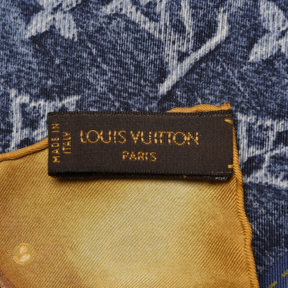 Louis Vuitton Silk Monogram Denim Bandana Scarf Blue 3 of 4
