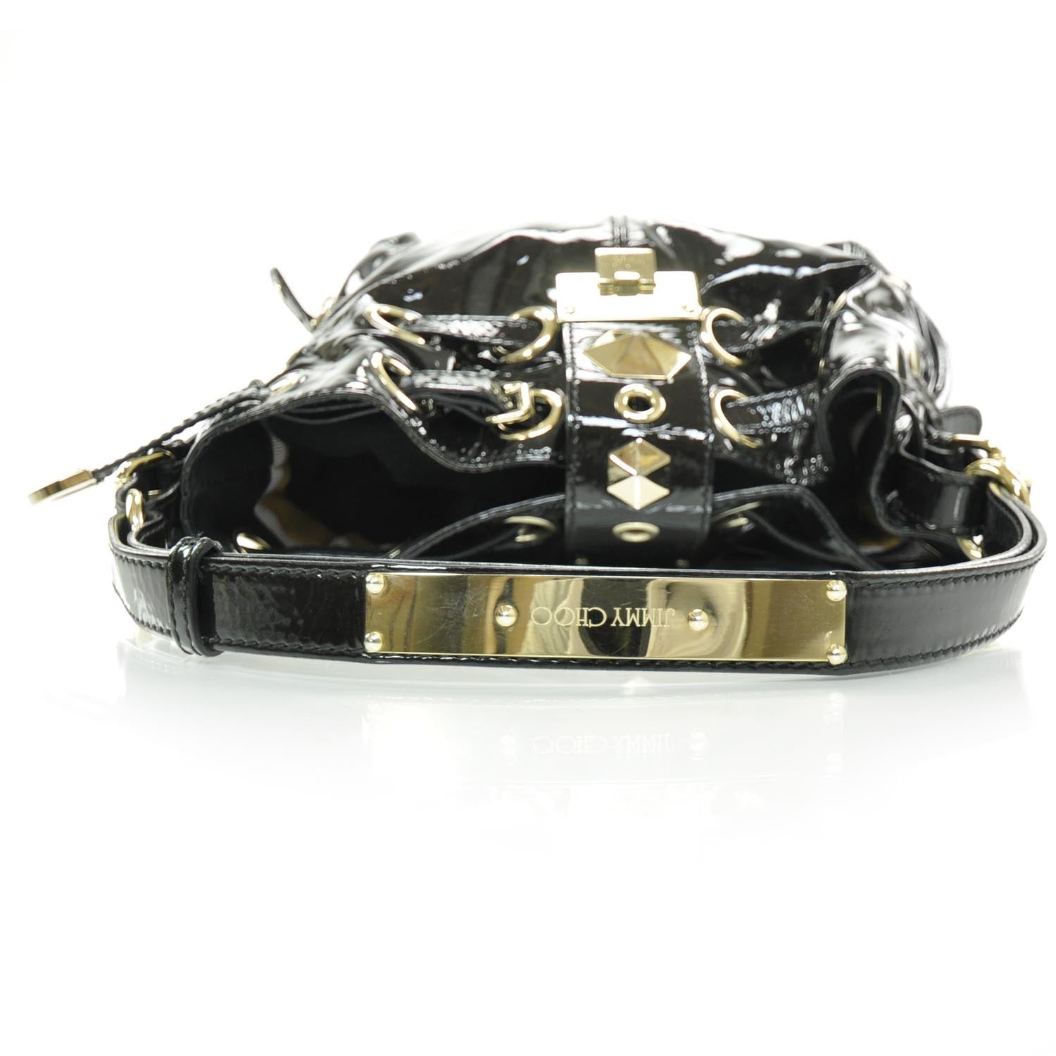 Jimmy Choo Patent Leather Ring Hobo Black 6 of 9