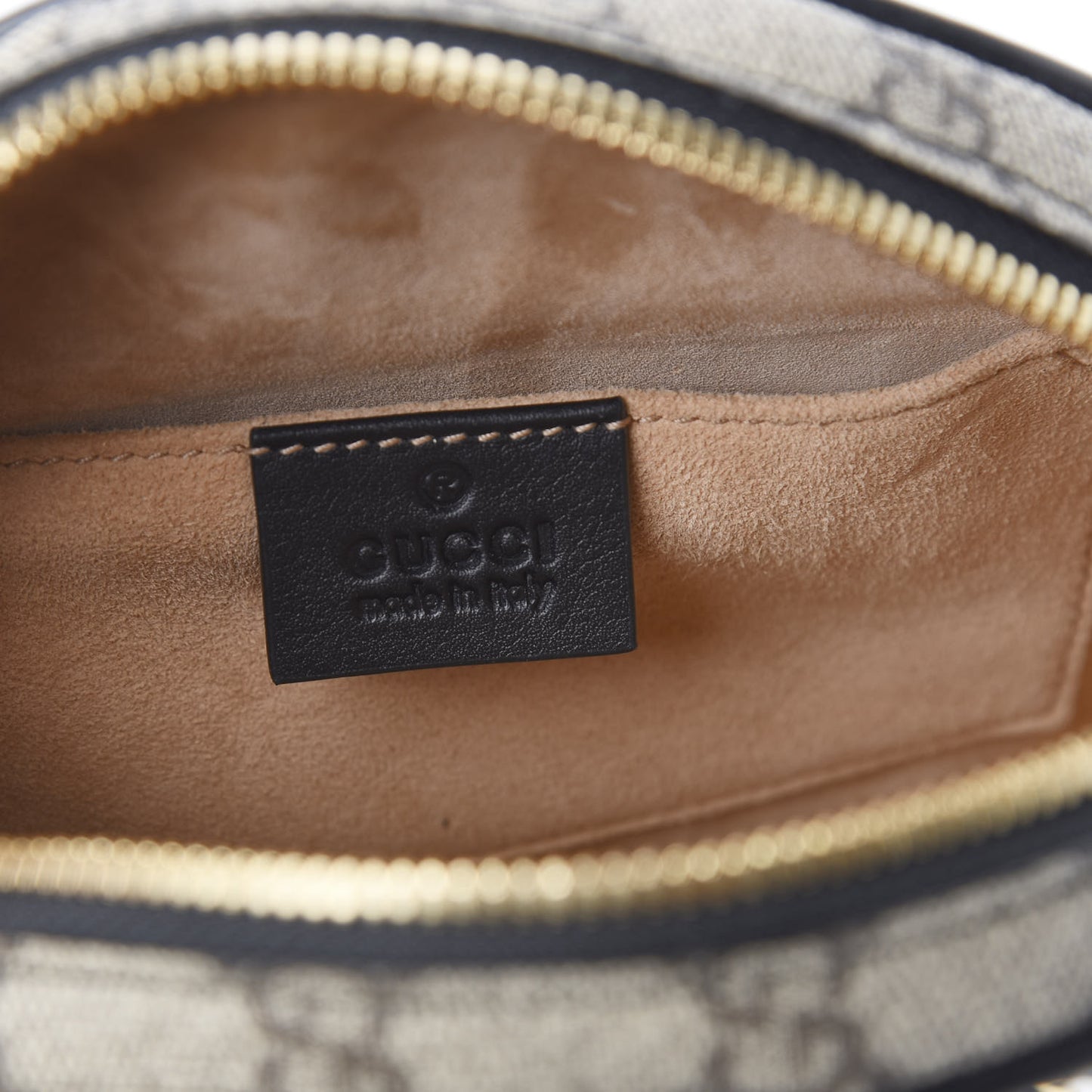 GG Supreme Monogram Patchwork Cat Round Shoulder Bag White Beige