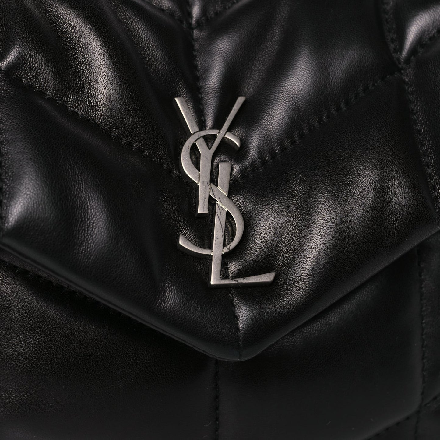 Lambskin Quilted Toy Loulou Puffer Monogram Chain Satchel Black