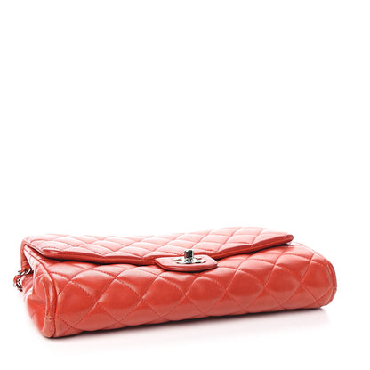 Chanel Lambskin Quilted Clutch With Chain Flap Red 4 of 11