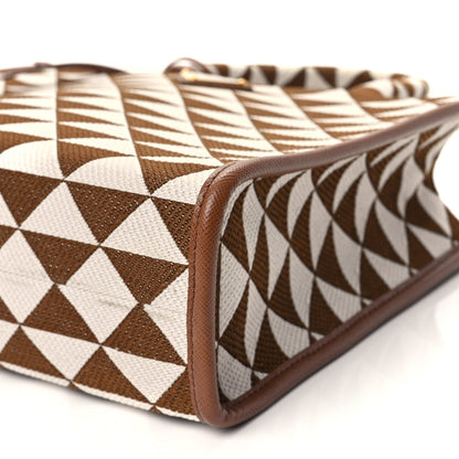 Prada Jacquard Saffiano Triangolo Symbole Embroidered Small Tote Tobacco Talco Tabacco/Talco 9 of 10