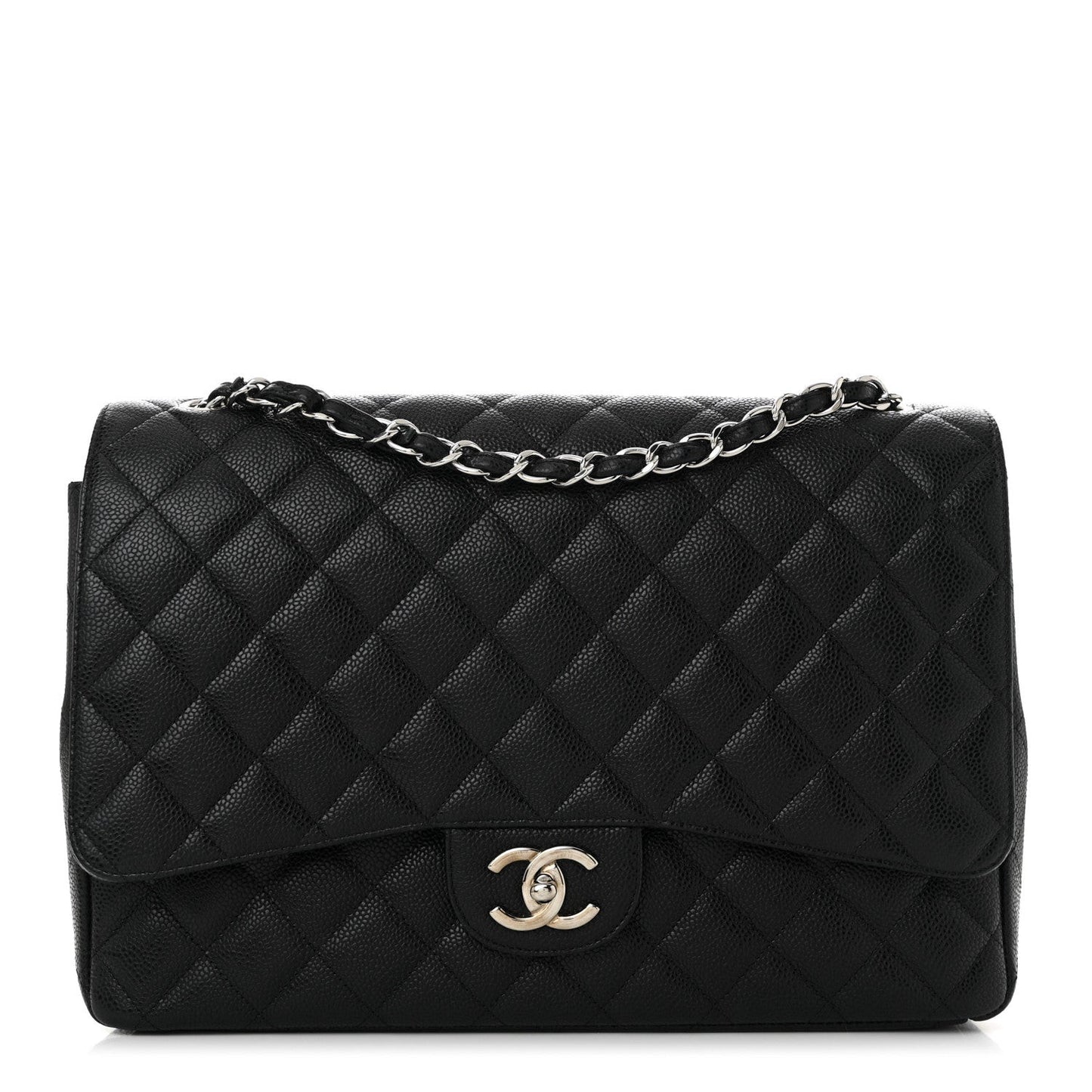 Caviar Quilted Maxi Double Flap Black