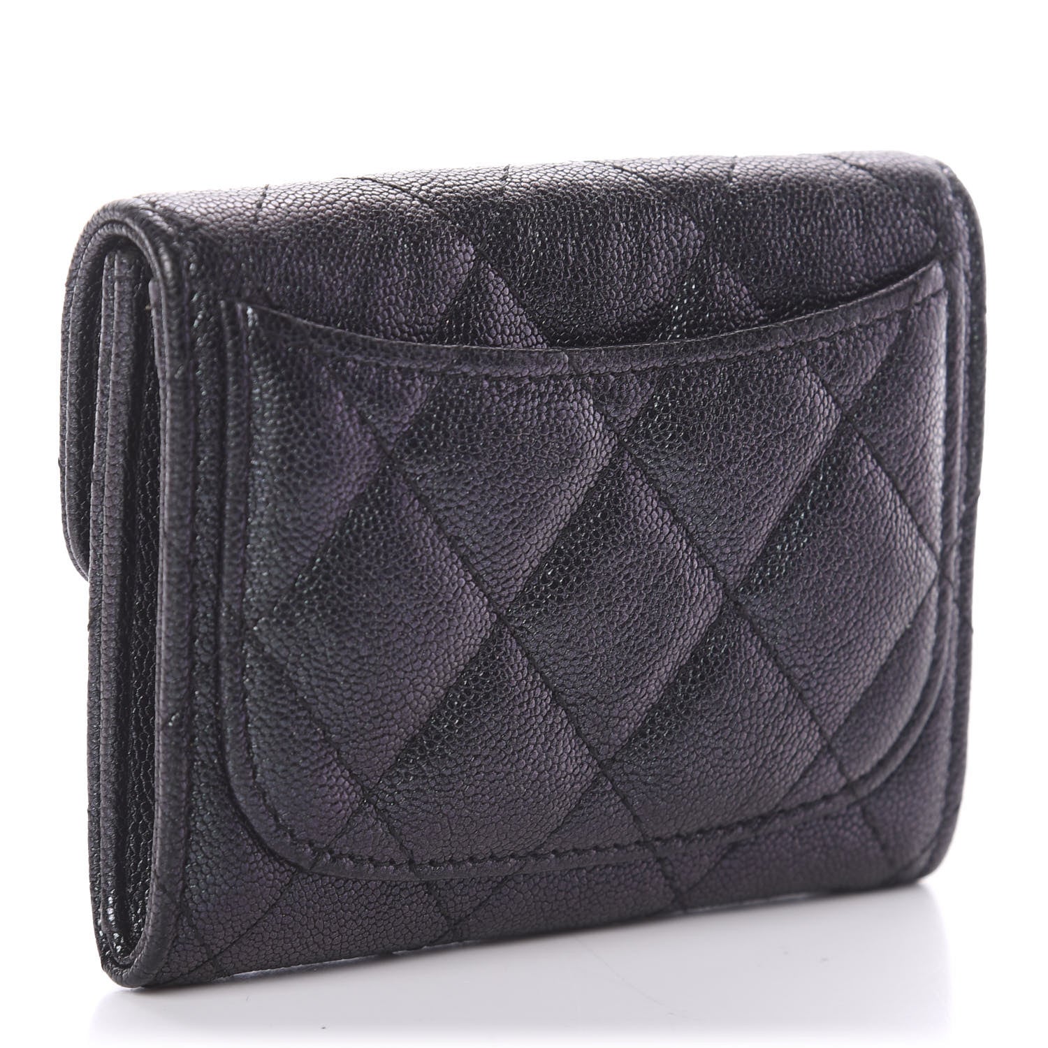 Chanel Iridescent Caviar Quilted Flap Card Holder Wallet Black 2 of 6