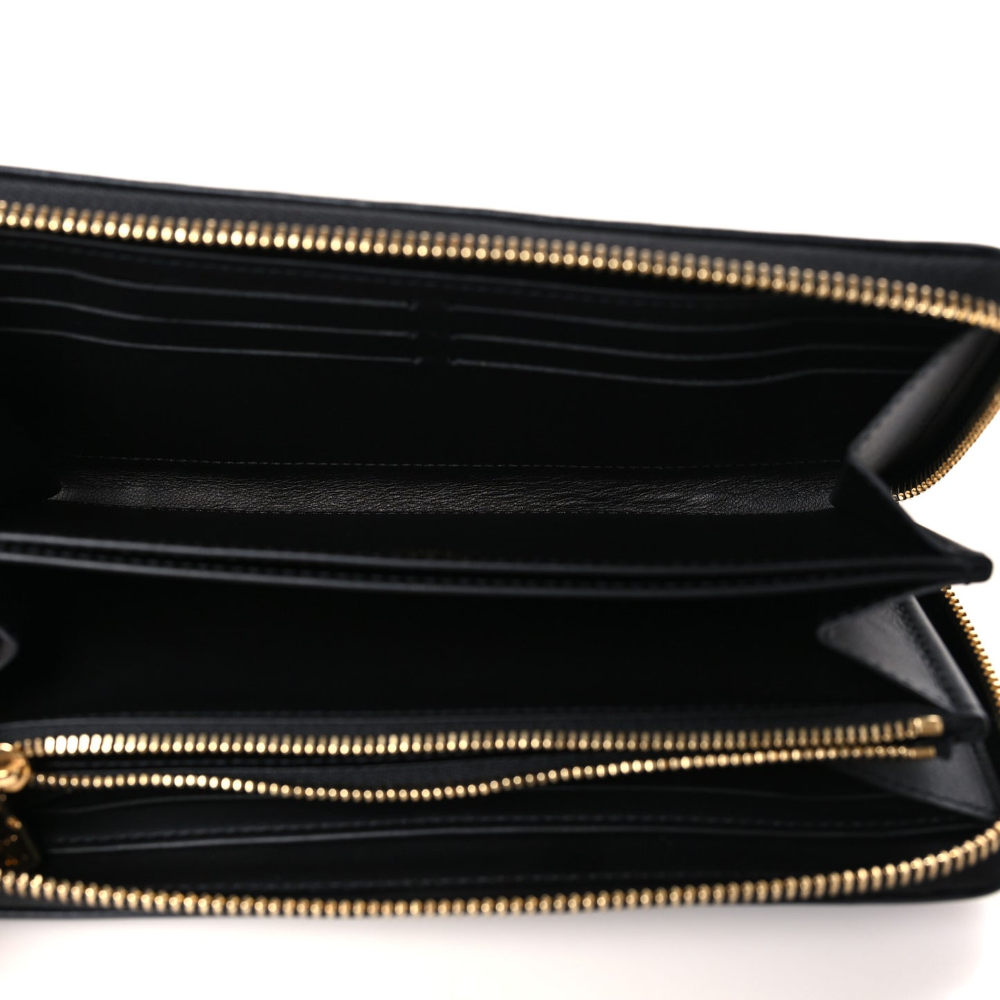 Lambskin Embossed Monogram Coussin Zippy Wallet Black