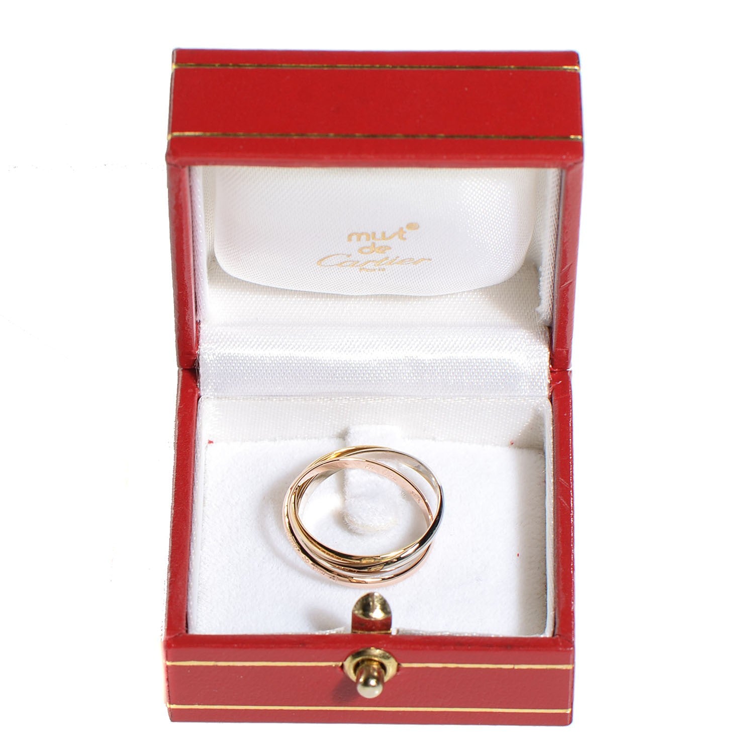 Cartier 18K Pink Yellow White Gold Small Trinity Ring 48 4.5 3 of 6