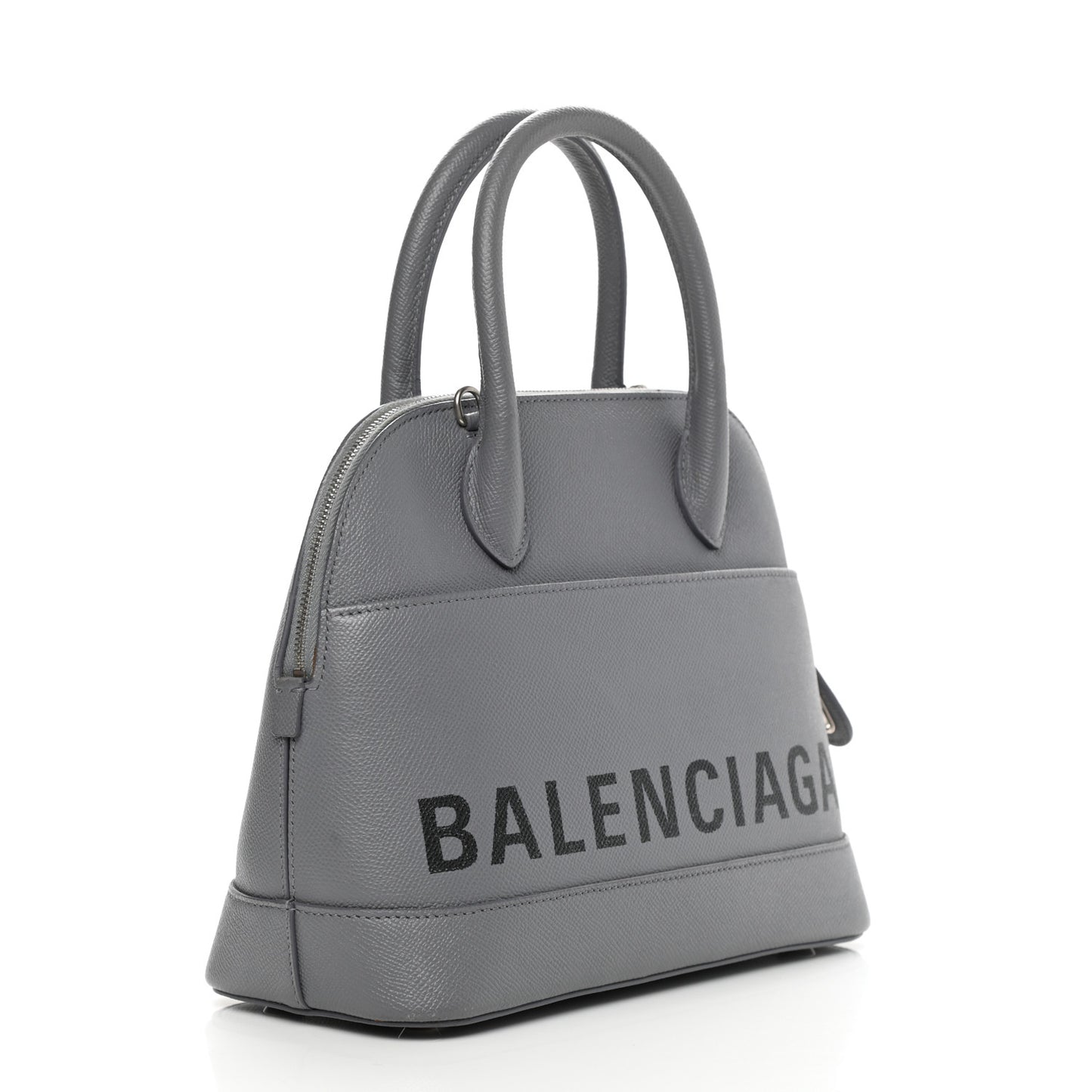 Grained Calfskin S Ville Top Handle Bag Gris Glace