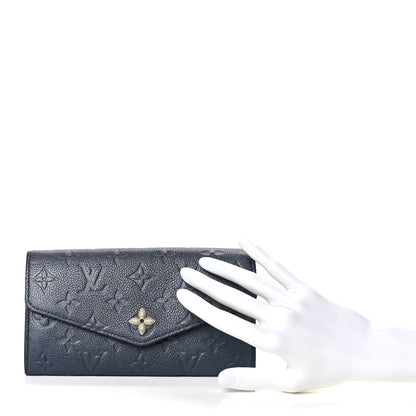 Louis Vuitton Metallic Empreinte Monogram Crystal Flower Sarah Wallet Navy Blue 2 of 7