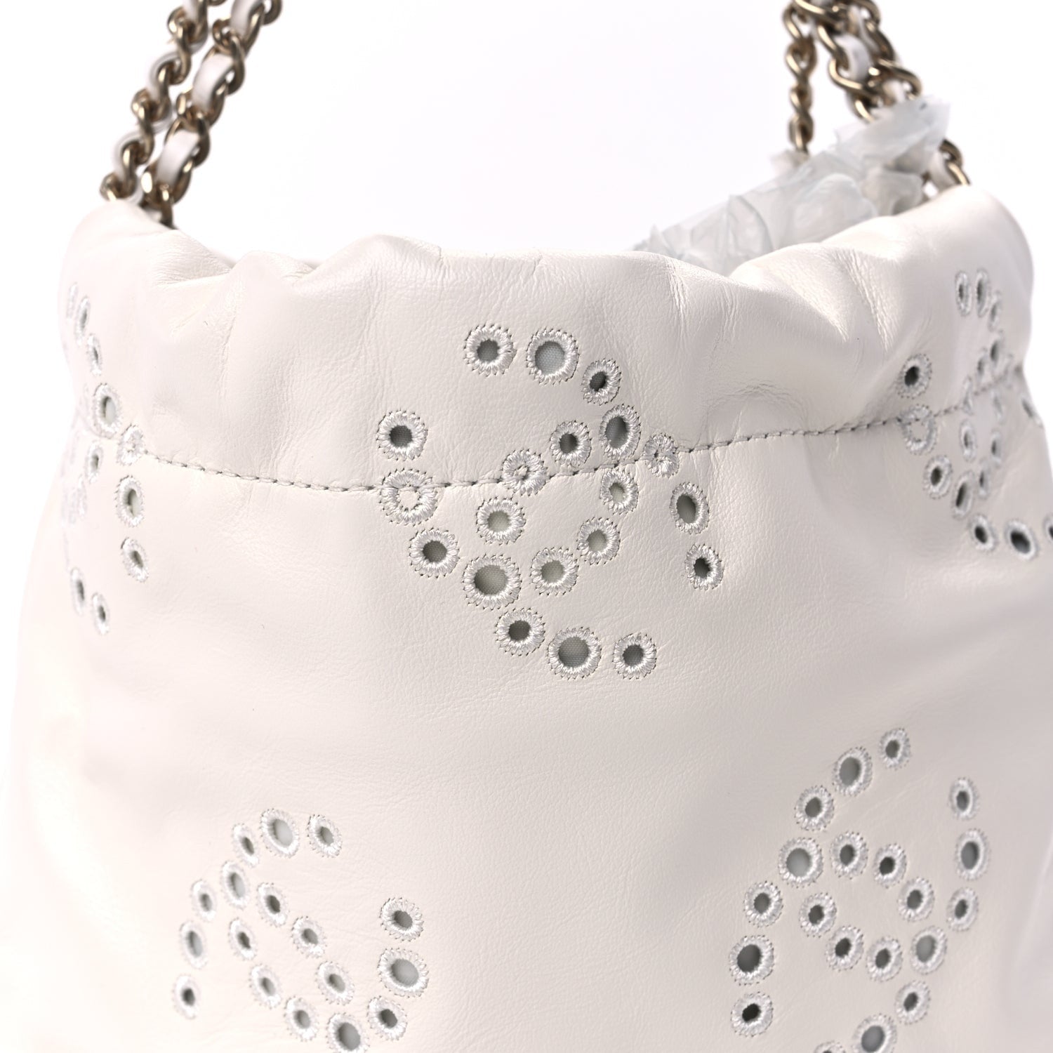 Chanel Shiny Calfskin Eyelet Mini  22  White 6 of 8