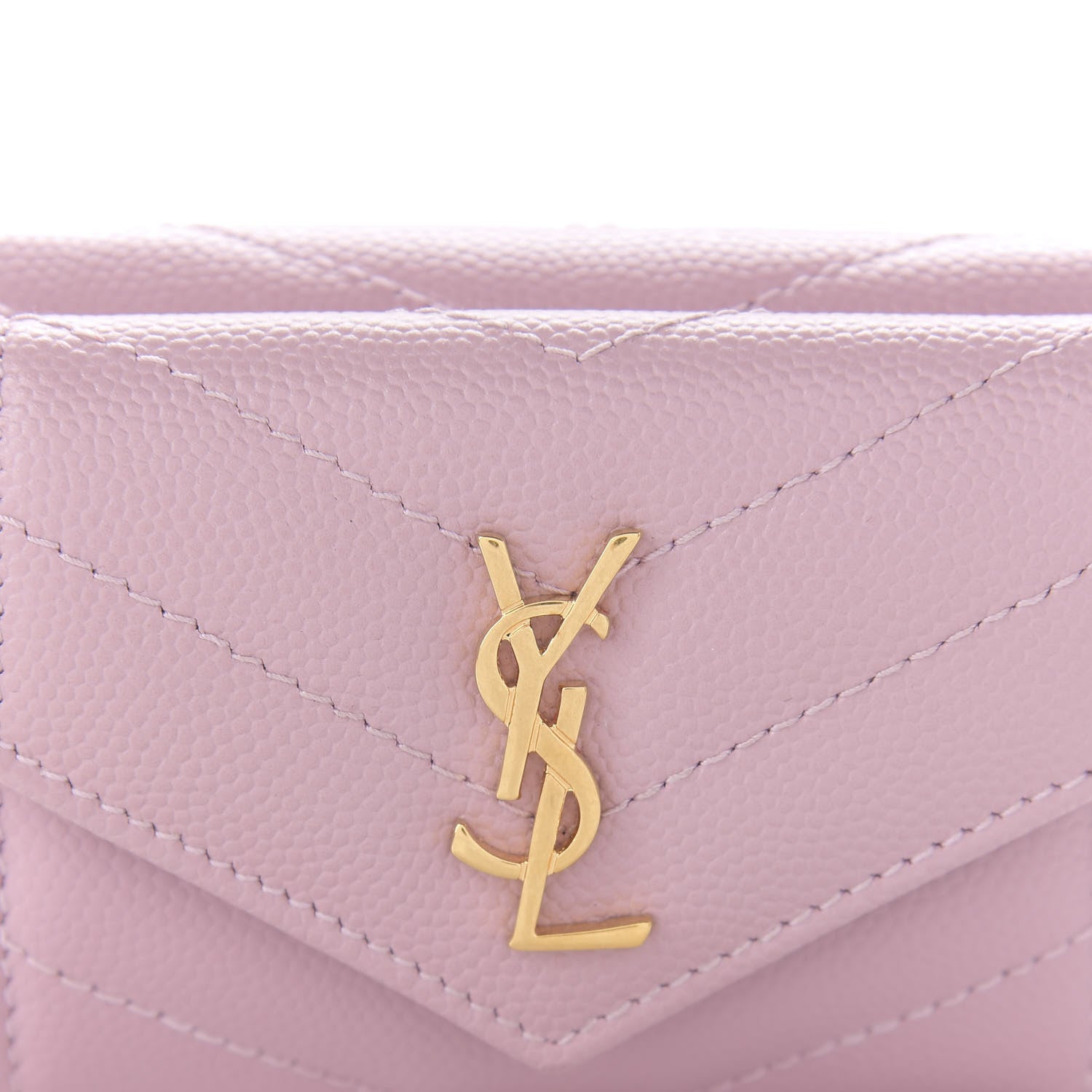 Saint Laurent Grain De Poudre Matelasse Chevron Monogram Tiny Wallet Tender Pink 9 of 10