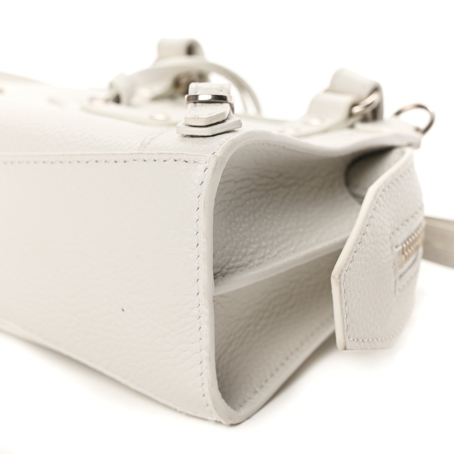 Balenciaga Grained Calfskin Neo Classic Silver Hardware Nano City Crossbody White 9 of 9