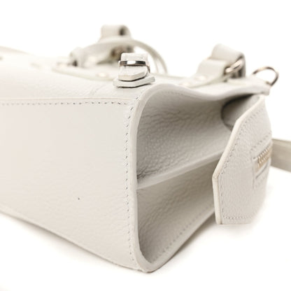 Balenciaga Grained Calfskin Neo Classic Silver Hardware Nano City Crossbody White 9 of 9