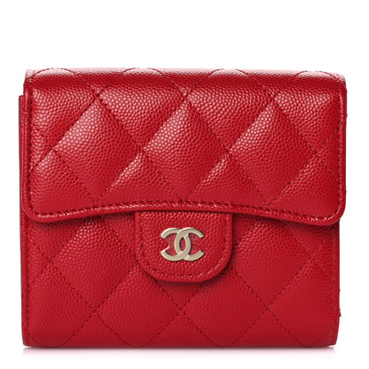 Chanel Caviar Quilted Compact Flap Wallet Red 1 of 10