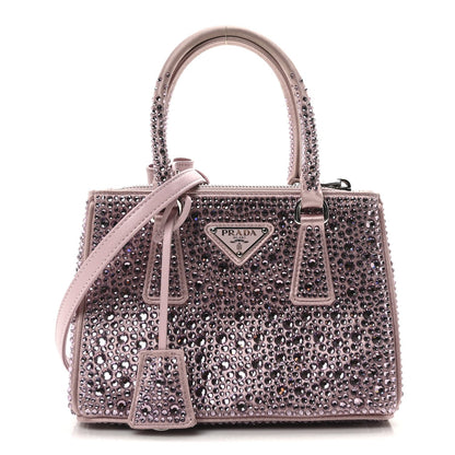 Prada Satin Crystal Mini Galleria Double Zip Tote Alabastro 1 of 7