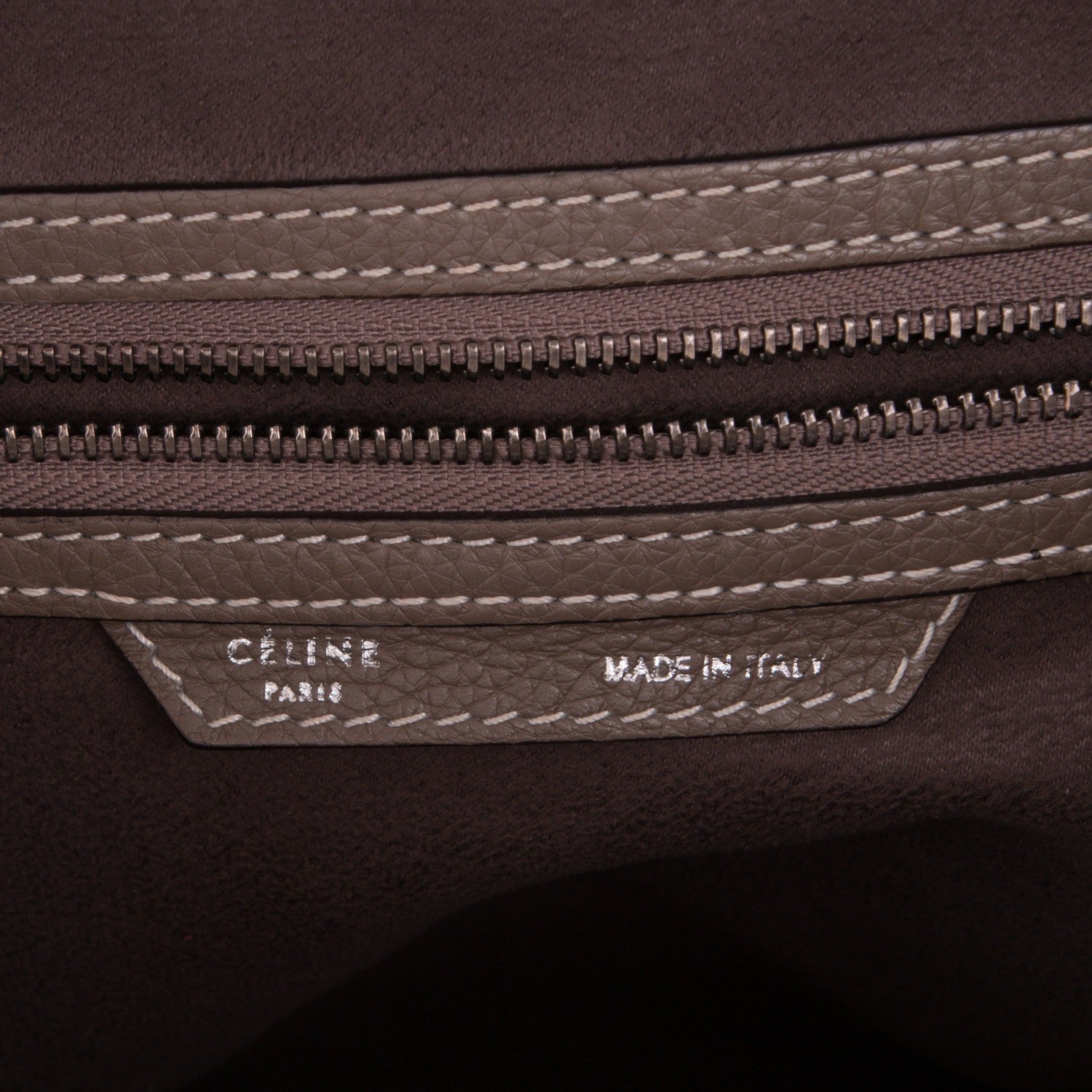 Celine Drummed Calfskin Mini Luggage Souris 6 of 11