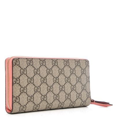 Gucci GG Supreme Monogram Embroidered Face Zip Around Wallet Pink 3 of 8