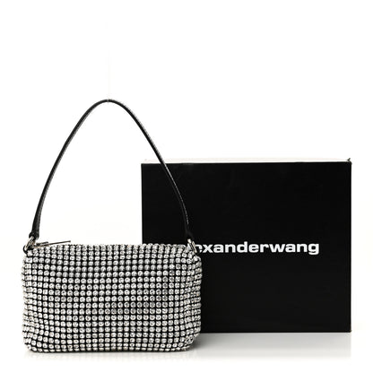 Alexander Wang Mesh Crystal Rhinestone Mini Heiress Pouch Black Silver 10 of 10