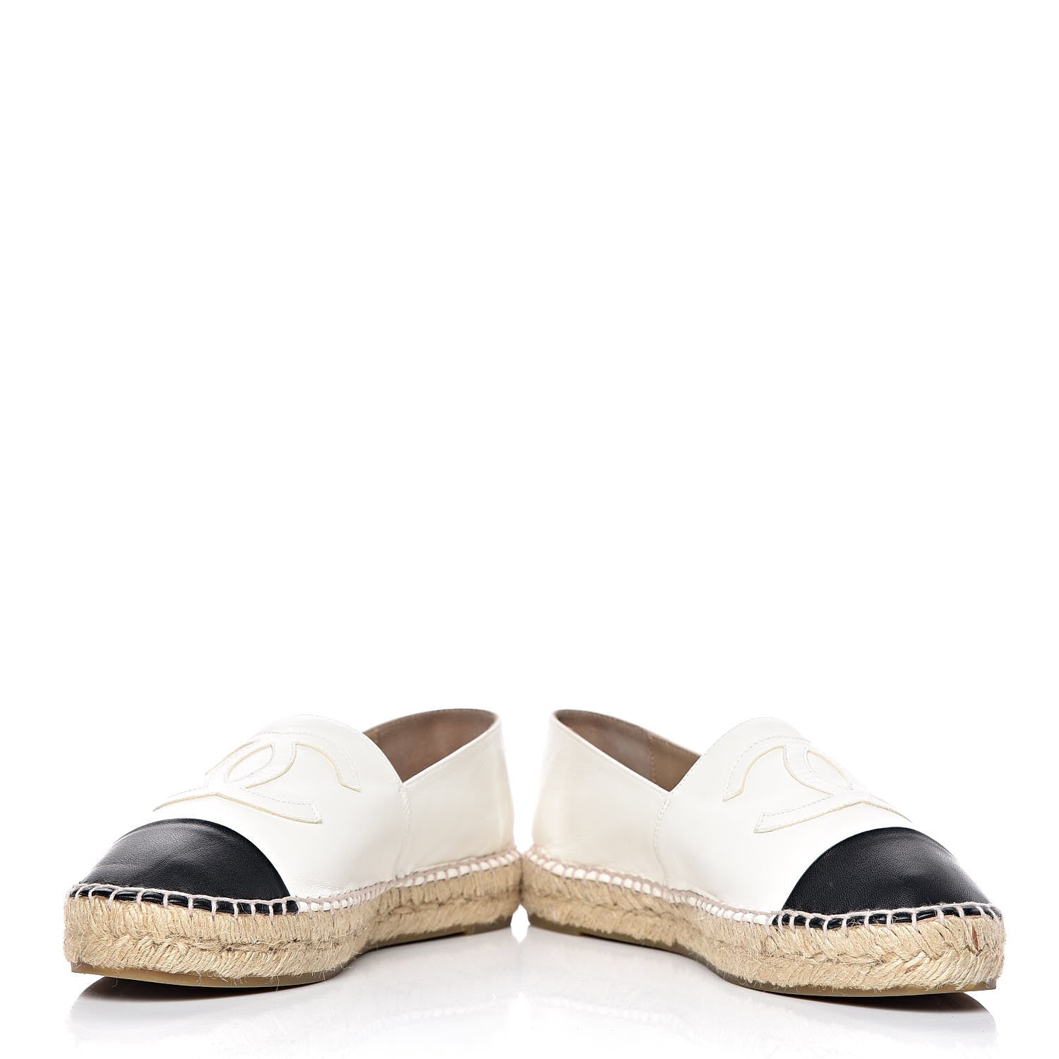Chanel Lambskin CC Espadrilles 38 White Black 5 of 15