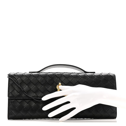 Bottega Veneta Nappa Intrecciato Long Andiamo Top Handle Clutch Black 2 of 9