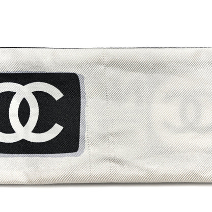 Chanel Silk CC Slim Bandeau Scarf Black Ecru 7 of 8