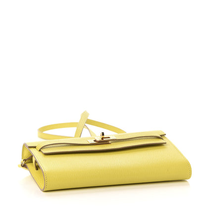 Hermes Chevre Mysore Kelly Wallet To Go Lime 4 of 10