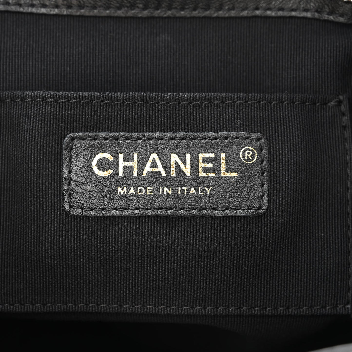 Glazed Aged Calfskin Quilted Small Duma Drawstring Backpack Black