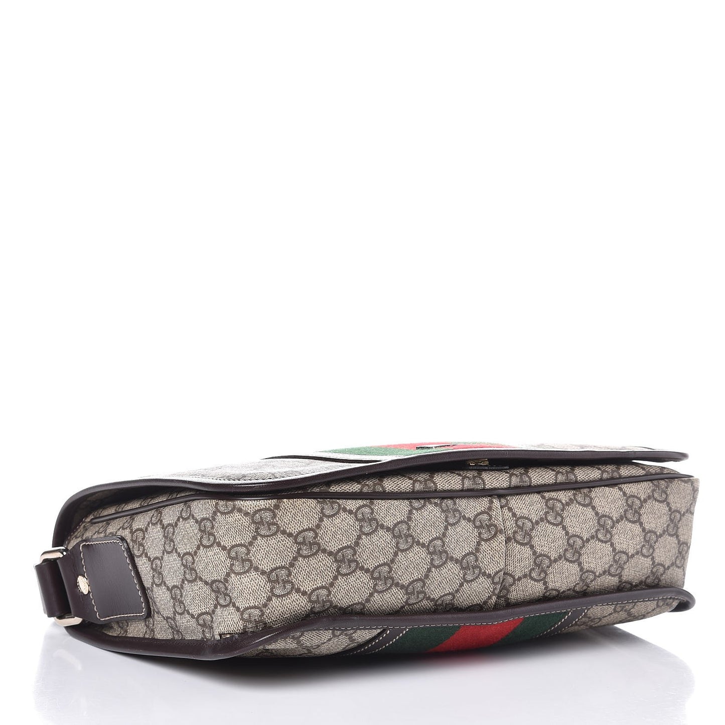 GG Plus Monogram Web Medium Flap Messenger Beige Dark Brown