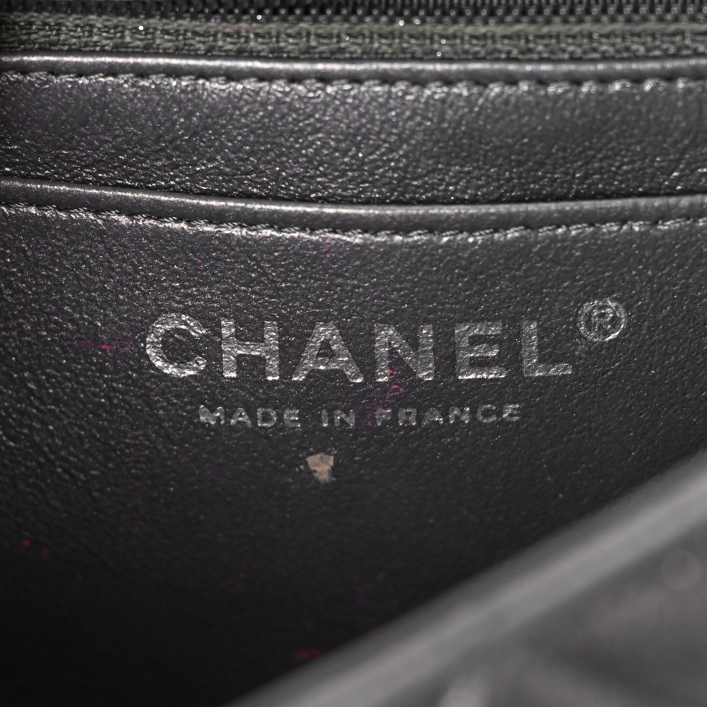 Iridescent Calfskin Quilted Mini Rectangular Flap Dark Grey