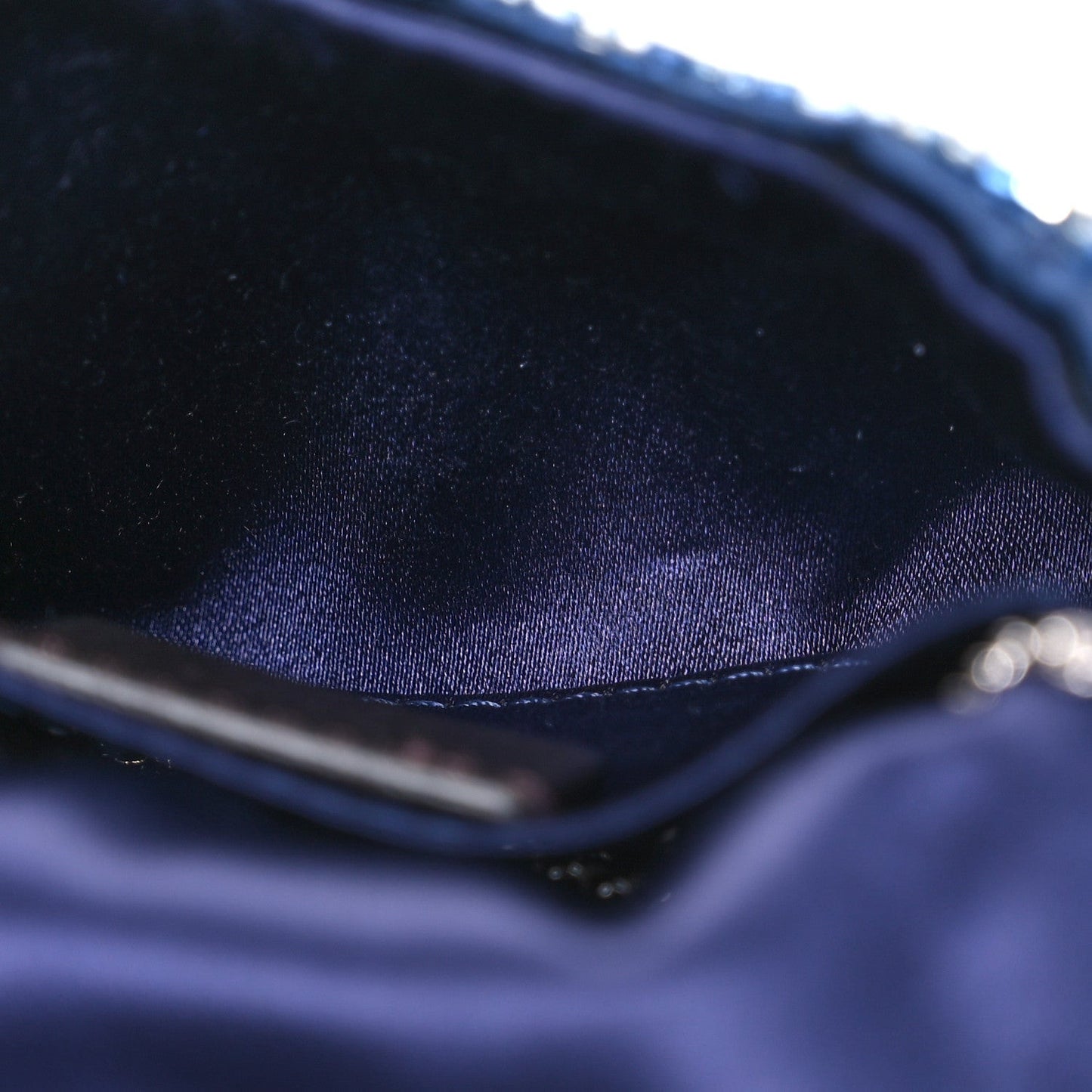 Sequin Paillettes Shiny Nappa Sex and the City Nano Maxi Buckle Baguette Charm Blue