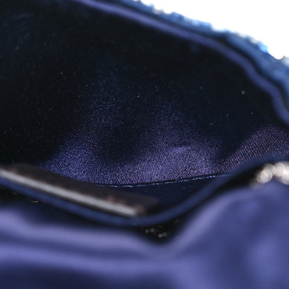 Fendi Sequin Paillettes Shiny Nappa Sex and the City Nano Maxi Buckle Baguette Charm Blue 5 of 7
