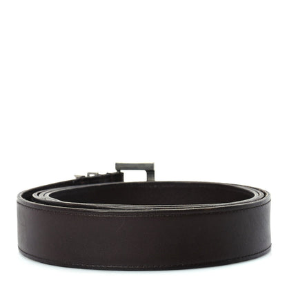 Saint Laurent Smooth Calfskin Monogram Cassandre Square Buckle Belt 105 42  Oak Brown 2 of 5