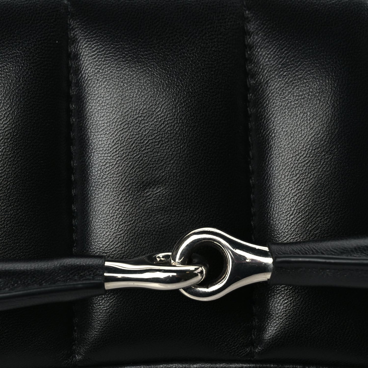 Nappa Vertical Matelasse Medium Maxi Horsebit Chain Shoulder Bag Black