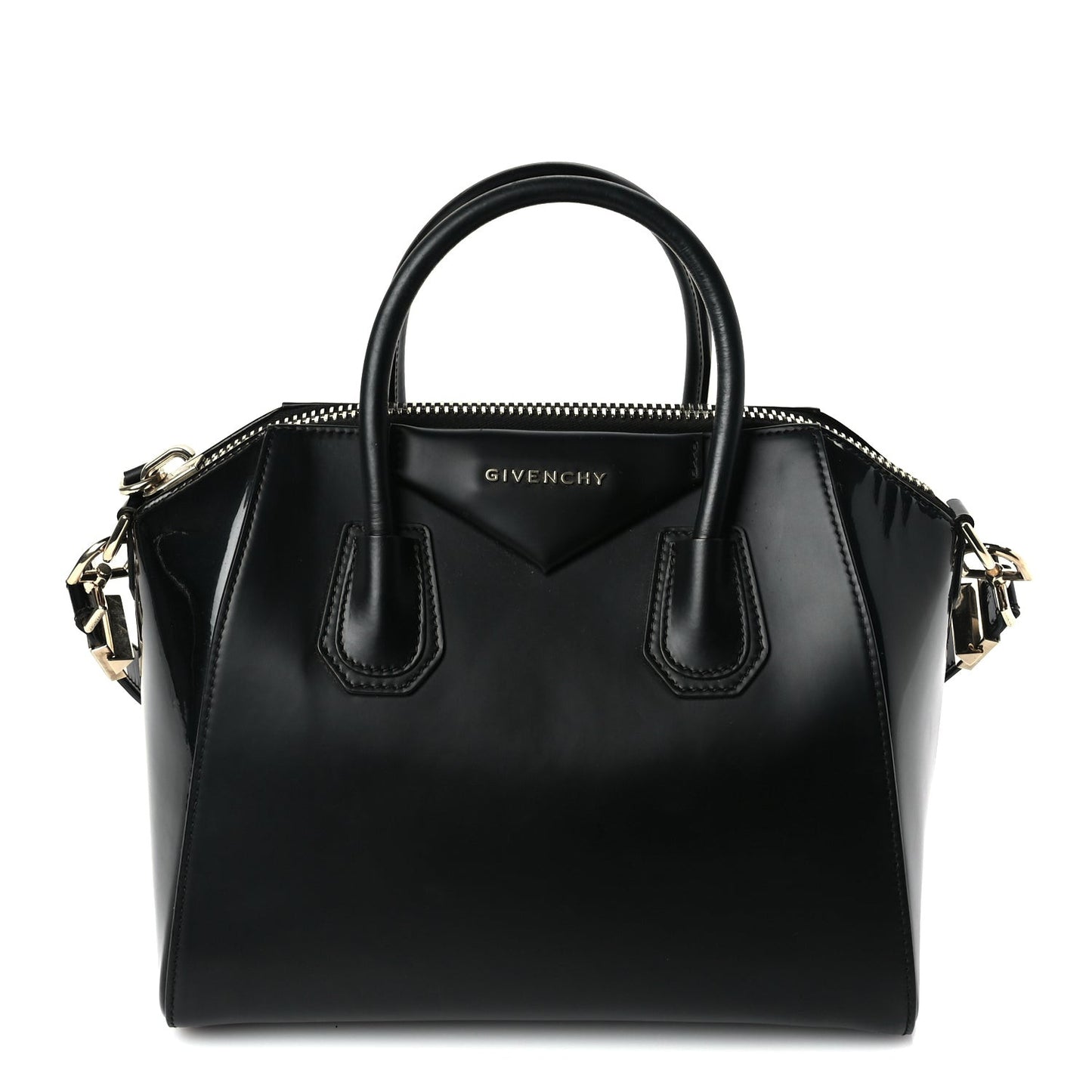 Shiny Lord Calfskin Small Antigona  Black