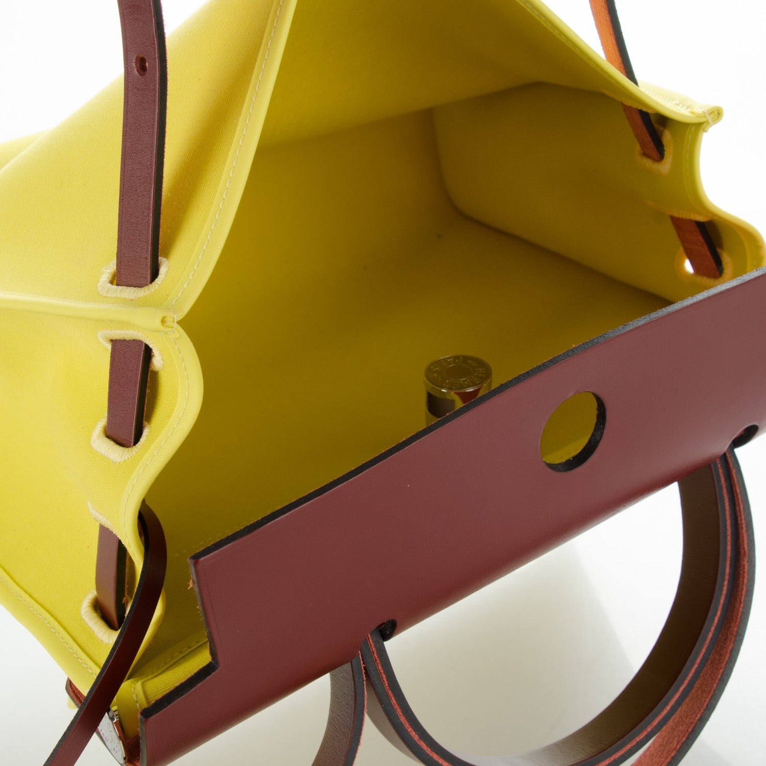 Hermes Vache Hunter Toile Herbag Zip 31 PM Lime Rouge H 8 of 8